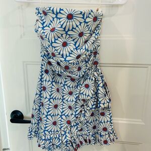 Floral Strapless Dress/Romper with Ruffle Hem